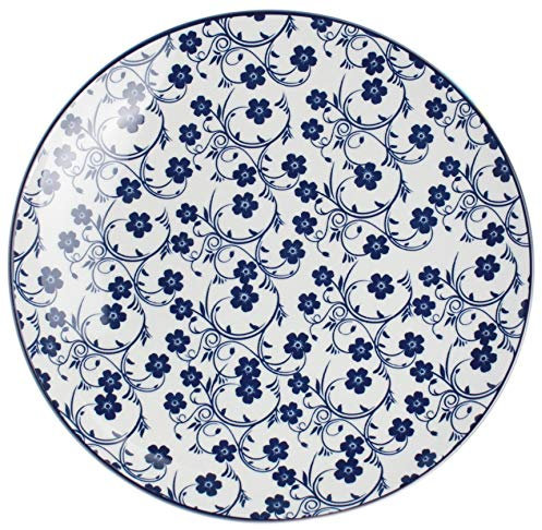 Ritzenhoff & Breker Dessertteller Royal Sakura, Ø 21.5 cm, Runder Kuchenteller aus Porzellan, Orientalisches Dekor, Spülmaschinenfest & Mikrowellengeeignet, Blau-Weiß