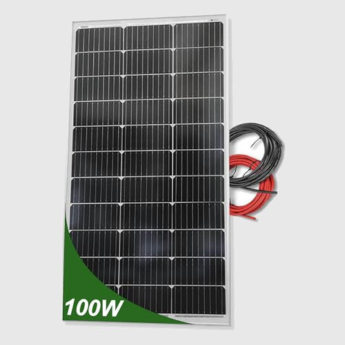 Placa solar monocristalina 100W 12V cable 5 metros células PERC de alta eficiencia