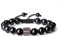 COAI Bracelet Pierres Semi-Précieuses Tourmaline Noire Breloque Or Rose Cordon Ajustable Femme