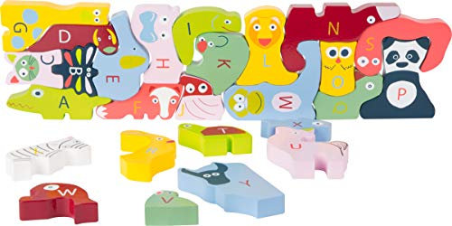 small Foot ABC-Puzzle Educate aus Holz, 26 Buchstaben mit bunten Gesichtern, tolles Lernspielzeug, ab 3 Jahren, 10869