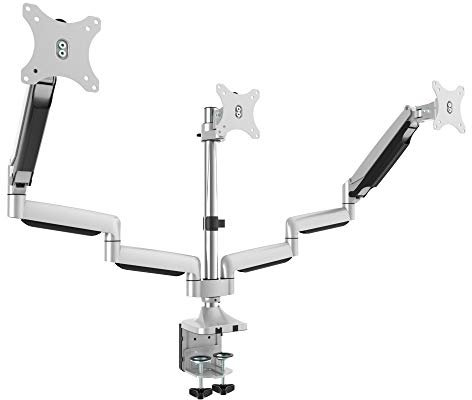 RICOO Monitorhalterung 3 Monitore Gasdruckfeder Bildschirmhalterung Triple Arme für Computermonitore 15-29 Zoll Monitor Halterung TS9911 Monitor-Arm 3er Bildschirm Stand Tischhalterung Monitor-Halter