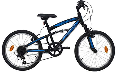 VTT Sys19_20tsg-CF 19088 20'' Enfant Twister Tout Suspendu Mixte avec 6 Vitesses par poignée à Friction Garçon, Noir/Rouge, 20