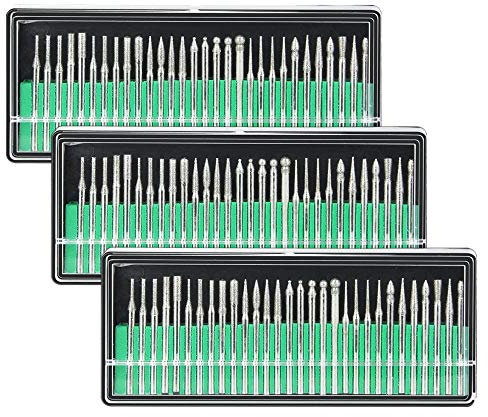 Kbnian Diamantfräser-Set, 90 Stück diamantfräser Schleifen Drehwerkzeug Diamantbohrkronen Bohrer zum Schneiden von Edelsteinen, Glas, Metall(3mm)