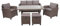 Mendler Poly-Rattan Garnitur HWC-E95, Garten-/Lounge-Set Sitzgruppe, Spun Poly halbrundes Rattan - grau-braun, Kissen grau