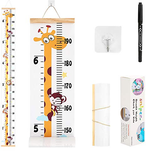 Kinder Messlatte Höhe Diagramm für Kinderzimmer, Wandaufhängung Höhenmesser Dekoration Abnehmbare Leinwand Messleite Lineal für Kinder 200cm x 20cm