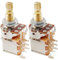 Musiclily Pro Brass Full Metric Sized Split Shaft Control Pots A500K Push/Push Audio Taper Potentiometers for Guitar (Set of 2)