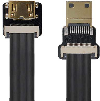 xiwai CYFPV Mini HDMI Macho a Mini HDMI Hembra extensión FPC Cable Plano 1080P para FPV HDTV Fotografía aérea multicóptero (0,1 m)