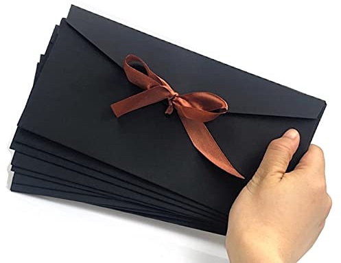 10 Stück Schöne Briefumschläge Kraftpapier Umschläge mit Schleife Blanko Retro Kraftpapier-leere Festliche Postkarte Umschlag für Weihnachten Geburtstag Valentinstag Hochzeit Geschenk Karten