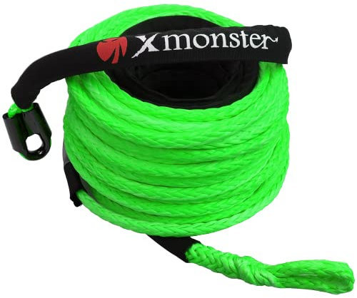 X MONSTER HMPE Synthetisches Seilwinde 0,95 cm x 22,8 m für UTV/ATV-Seilwinde 7,3 kg, Grün