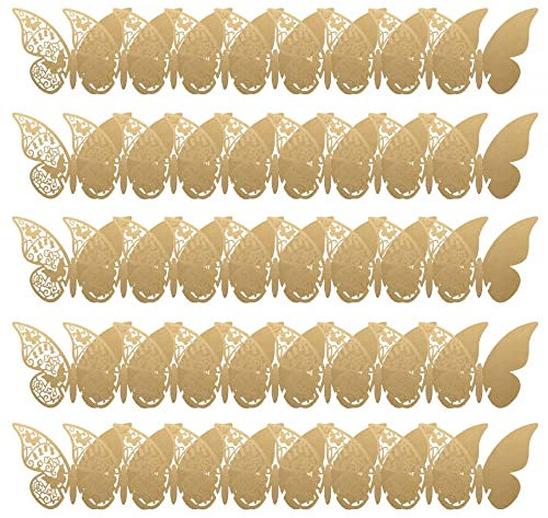 DONGKER 3D Schmetterlinge Deko, 50 Stücke Schmetterling Tischkarten Hochzeit Nameskarten Blanko Platzkarten Taufe Kommunion Tischdeko für Esstisch, Hochzeit, Party und Hausdekoration