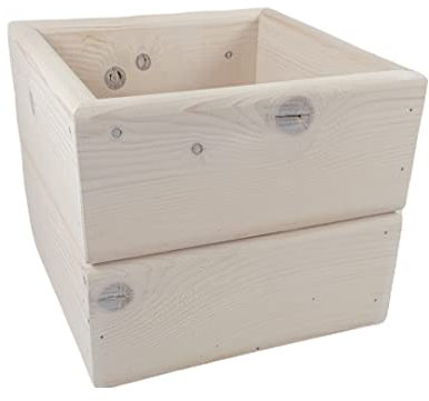 Portavaso in Legno Massello Abete Copri Vaso Quadrato Bianco Fioriera da Interno o Esterno Casa Giardino