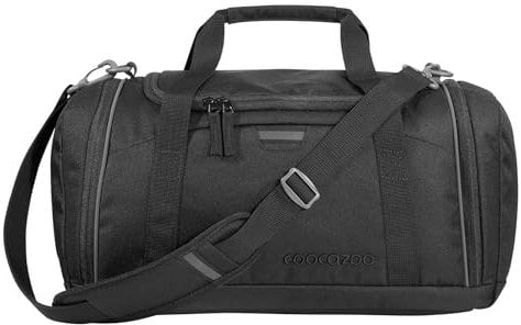 coocazoo Sporttasche „Black Coal“, schwarz, Hauptfach, Nasswäschefach, Seitentasche, Reflektoren, 20 Liter, ab der 3. Klasse