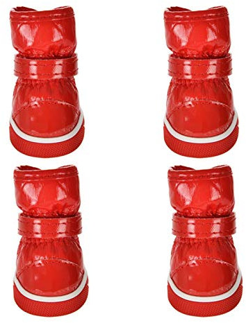 GSXLZ Winter Haustier Hund Schuhe für kleine Hunde Warme Fleecewelpen Pet Schuhe wasserdichte Hund Schneeschuhe Chihuahua Schuhe Haustier Produkte Hundeschuhe 871 (Color : Red, Size : 1)
