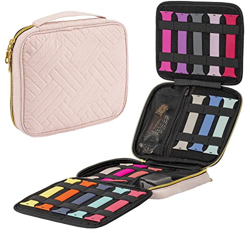 Eono 26 Organizer per Cinturini, Espandibile Custodia Cinturino Contiene 26 Cinturino per Cinturino Smartwatch Borsa Compatibile con Cinturino per Smart Watch, Rosa
