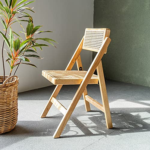 D2FASHION Wiener Geflecht Klappstuhl Holz Rattan Garden Dining Chairs, Camping Chair Ultralight 150 Kg Belastbarkeit, Klappstuhl Outdoor Balkonstühle, 360° Drehbare, Atmungsaktive Rückenlehne