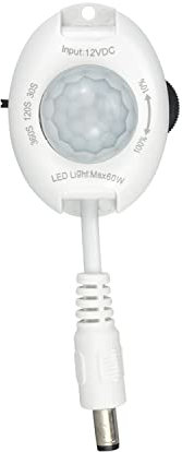POPP® Electric Detector de Movimiento Sensor 60W DC12V IP20 120° de Interruptor para Tira LED con Control de Luz Forma Redonda Automática de Infrarrojos (Pack 5 Unidad)