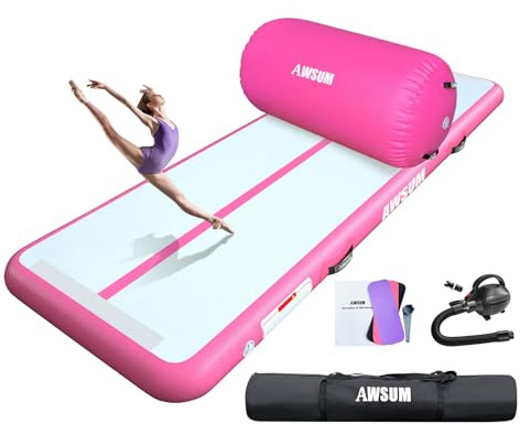AWSUM 10ft Tumbling Mats with Roller Inflatable Gymnastics Mat Tumble Track with Electric Pump for Home Use/Gym
