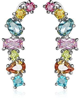 Qkepcy Bunte Ohrstecker Damen Zirkonia Ohrringe Mit Vergoldetem Messing Elegante Ohrhänger Für Frauen Schmuck Für Besondere Anlässe Funkelnde Ohrstecker Hochwertige Damen Ohrringe