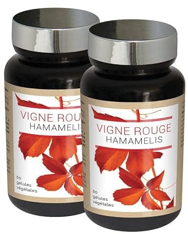NUTRIEXPERT - Vigne Rouge Hamamélis - Contribue à une Circulation Sanguine Normale - Réduit la Sensation de Jambes Lourdes - Favorise le Confort Circulatoire - Vegan - Lot de 2 produits