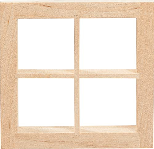 Hobbyfun Miniatur Holzfenster quadratisch 7x7cm Stärke 1.1cm