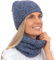 Mikos* Damen Winter Set & Loop Strickmütze Wintermütze Schlauchschal Schals Wollmütze Warm Winterset Thermo Strickschal und Mütze Damen Set (690) (Blau Melange)