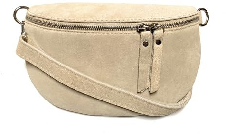 FASHION YOU WANT Damen Wildleder Leder Tasche Gürteltasche Crossbody Hüfttasche Bauchtasche Hüfttasche Umhängetasche Cross-Over Bodybag Schultertasche Handytasche Geldtasche (beige)