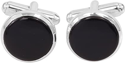 Elegante schwarze Onyx-Manschettenknöpfe für Herren aus Sterlingsilber – perfektes Geschenk für Trauzeugen, mittelgroß, Sterlingsilber, Onyx, Medium, Sterling-Silber, Onyx