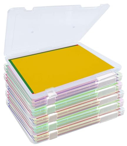 6er Pack Archivbox A4, Tragbare Aufbewahrungsbox für A4, Durchsichtige Organizer A4 Slim schlagfest Robuste Kunststoff Aufbewahrung Datei Boxen für Dokumente Briefe Sammelalben Bürounterlagen