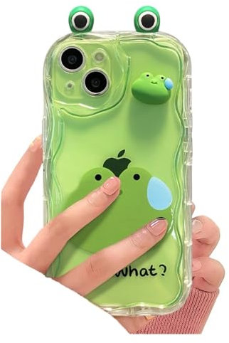 Korean Cute 3D Bear Frog Rabbit Ear Soft Silicone Phone Case For IPhone 14 15 Pro Max 13 12 Pro 11 X 8 Plus Cartoon Clear Cover (Color : C, Size : For iphone 15)