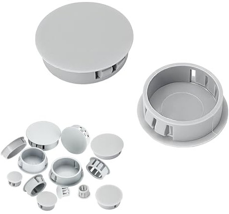 Qrity 20 Pièces 12mm Bouchons en Plastique Rond, Cache Trou Meuble, Gris, Bouchon de Trou de Percage pour Verrouillage Trou Meubles