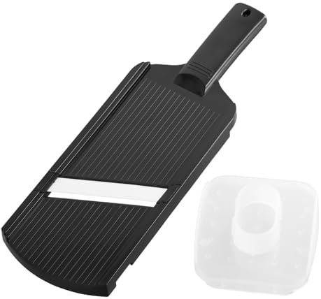 Rebanadora de Comida de Cocina Profesionales, Mandolina Cortador de Verduras Chef con Cuchillas de Acero e Protector de Dedos, para Zanahoria Frutas Patata Cebolla Tomate Corte en Rodaja (Negro)