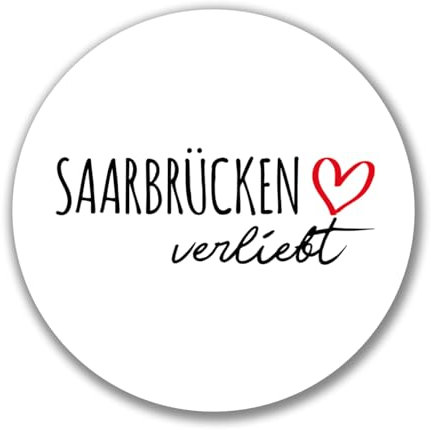 Huuraa Aufkleber Saarbrücken verliebt Sticker 10cm mit Namen deiner Lieblingsstadt in Saarland Geschenk Idee für Freunde und Familie