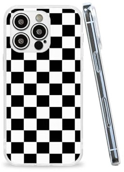 VICLASBISKIY Handyhülle Kompatibel mit iPhone 14 Hülle Shock Weiß Schwarz Kariert Transparent Hülle