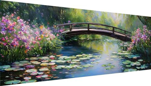 Der Garten von Monet Diamond Painting Erwachsene Groß XXL 250x100cm, DIY 5D Diamant Painting Bilder Malen Nach Zahlen Set, Diamond Art Full Diamant Malerei Kunst Basteln für Home Wand Dekor E-278