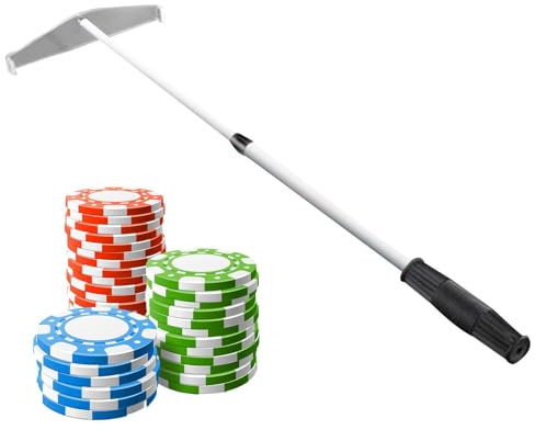 Teleskopischer Chip-Rechen, handgehaltener Chip-Stick-Schieber, einziehbarer Poker-Chip-Sammelrechen, Metall-Casino-Poker-Chip-Rechen, rutschfester Chips-Eggen-Sammler, tragbarer Poker-Chip-Schiebesto