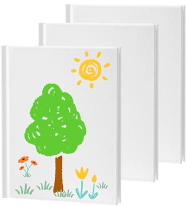 ZMCYN 3 weiße Hardcover-Bücher, blanko, 21,6 x 27,9 cm, blanko, Geschichtenbuch, unliniertes Skizzenbuch, gebundenes Notizbuch für Journaling, Skizzieren, Schreiben (22 Blatt/44 Seiten pro Notizbuch)