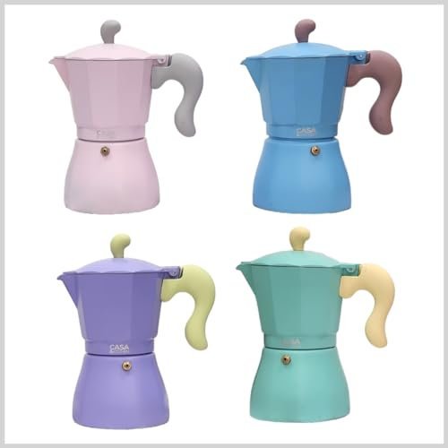 EMPOTEC (1pz) Caffettiera Luxury Colorful Soft Touch 6 Tazze Colori Assortiti a Scelta in Alluminio