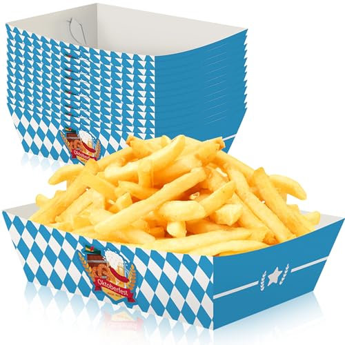 ADMAY 12er Set Pommesschalen für Oktoberfest, 14x8x4.3cm Oktoberfest Einweg Pappschalen für Pommes und Currywurst, Bayerische Dekoration, Oktoberfest Snackschalen aus Papier