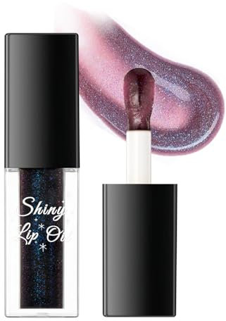 Schwarz Lippenöl, Magischer Temperatur Farbwechsel Lipgloss, Durchsichtig Glänzend Lip Öl Tint, Nicht Klebrig, Langanhaltend, Nahrhafte Flüssiger Lippenstift für Halloween Make-up
