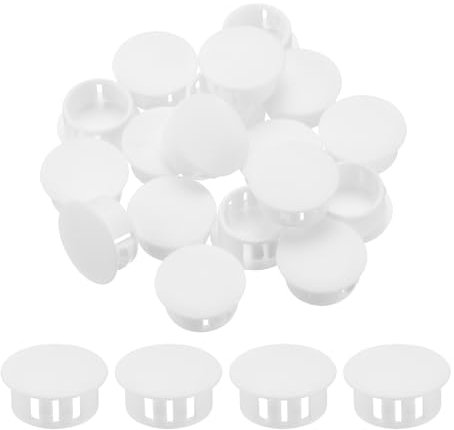 QUARKZMAN 32Pcs 18mm Blanc Bouchon de Trou en Plastique, Bouchons de Trou de Panneau de Type Encastré Embouts d'Insertion pour Tubes de Trou de Verrouillage Armoire de Meubles