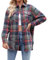 biJerou Damen Mantel Wattiert Lose Plaid Taste Hemd Und Winter Mantel Gr. 56 (#B-Navy, XL)
