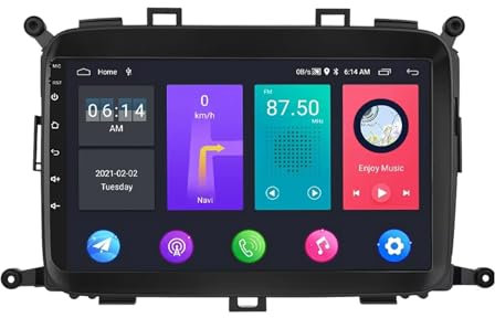 9 Pulgadas Pantalla Táctil Android 14 Radio 2 DIN para KIA Carens 2014-2017 con Carplay GPS Navigation Bluetooth Controles del Volante Cámara de Respaldo(T300 [4+64G])