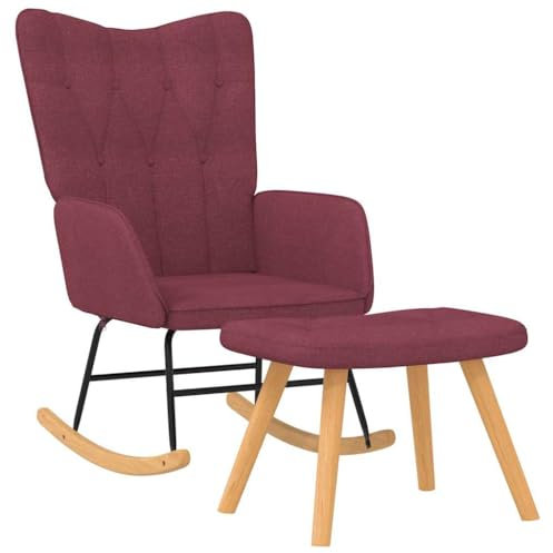 vidaXL Schaukelstuhl mit Hocker Schaukelsessel Schwingsessel Relaxstuhl Relaxsessel Ruhesessel Sessel Lounge Wohnzimmerstuhl Stoff Weinrot
