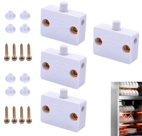 Lot de 4 interrupteurs de contact 1 A 250 V pour porte de meuble, porte de meuble, armoire de cuisine, armoire (blanc)