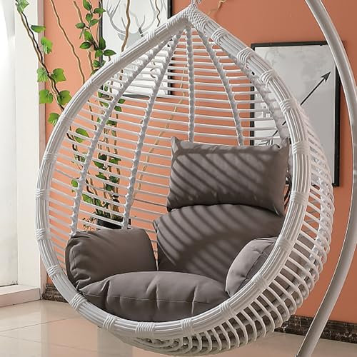 Hanging Egg Chair Cushion, Does Not Include Chairs, Soft Hanging Basket Chair Cushions, Removable Washable Thicken Egg Chair Cushion for Outside Patio Bedroom Garden and Balcony(Grey)