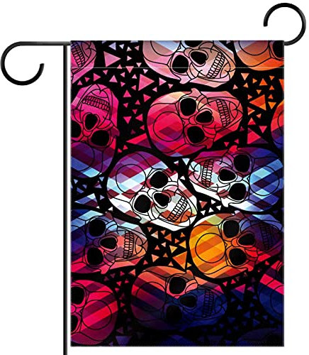 Fahne Gothic Punk Totenkopf Außenbanner Gedruckt Garten Fahnen Lichtbeständige Haus Hof Flagge Für Haus Hof Dekoration 30X45Cm