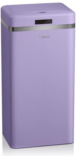 Swan Retro Automatic Kitchen Trash Can Motion Sensor 45L Metal Smart Recycling Bin Large Capacity Vintage Purple