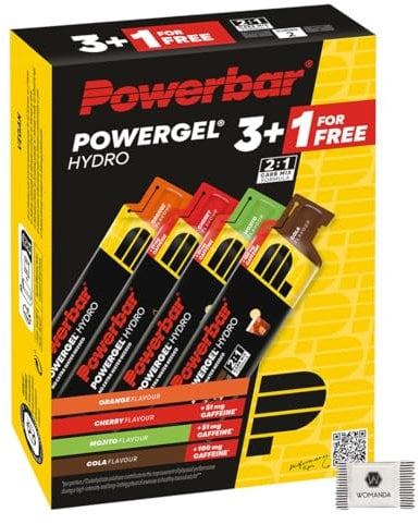 Powerbar Promo | Powergel Hydro | 4x 67ml | High Carb Energie Gel | Natrium | Sodium | Ausdauersport | Vegan | C2MAX