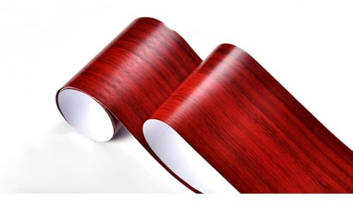 XIFUHUI Holzmaserungs-Reparaturband, 10 m x 10 cm, Wände Kantenaufkleber PVC Selbstklebendes Holzmaserungs-Reparaturband Furnierkantenstreifen für Tische Wände Stühle Ecktische (Rot)