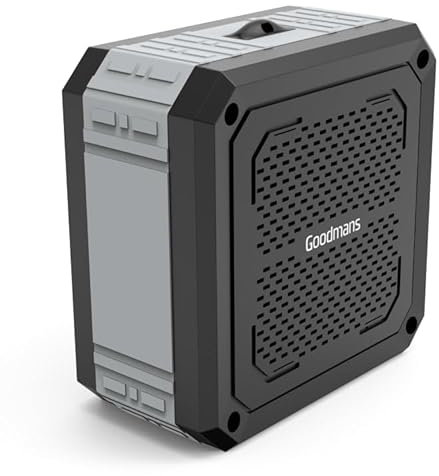 New Goodmans Solar Powered Bluetooth Speaker – Wireless Portable Speaker with Solar Charging & Cable Charging – Up to 12 Hours Playback, Splash Proof Outdoor Speaker A-113